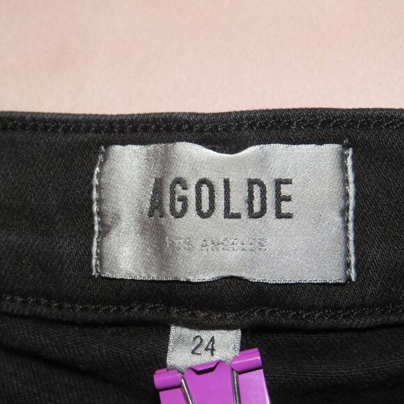 Agolde Black Wash Denim Sophie Cropped Skinny Jeans - Picture 9 of 11